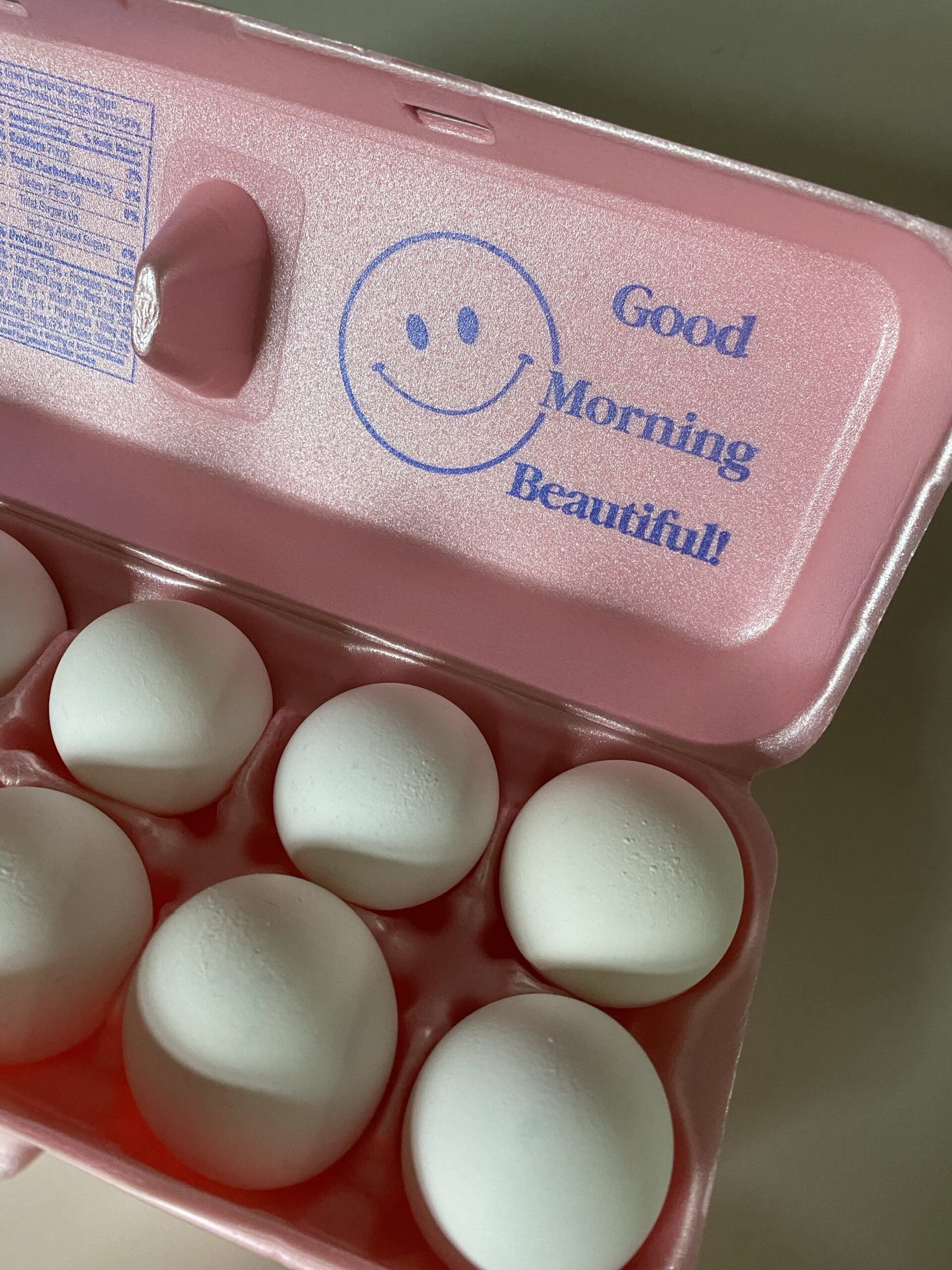 Egg Carton reading "Good Morning Beautiful"